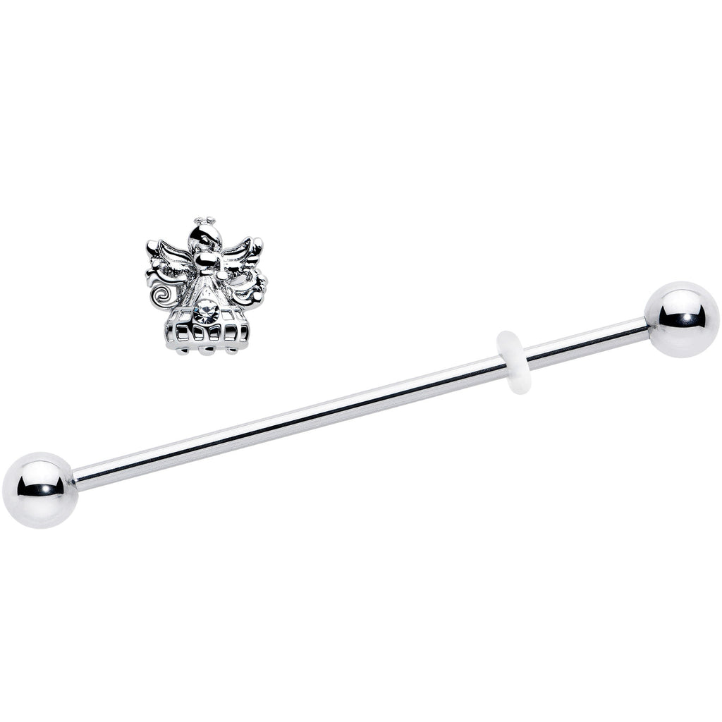 14G Clear CZ Gem Fabulous Angel Industrial Barbell 38mm