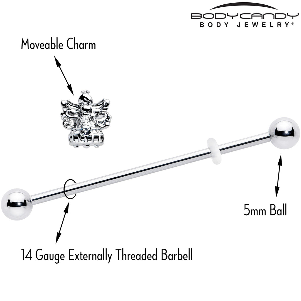 14G Clear CZ Gem Fabulous Angel Industrial Barbell 38mm